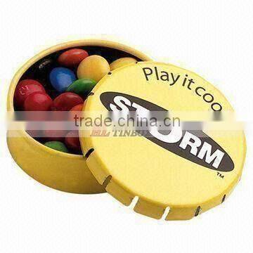 Promotion FDA Food Grade Clip Clap Mini Chocolate Tin Can