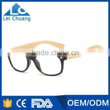 hot fashionable clear lenses plastic frame and bamboo temple optical reading glasses