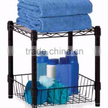 Black Powder Coating Metal Storage Basket Bathroom