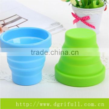 Portable travel silicone folding cup / outdoor sports telescopic silicone water cup