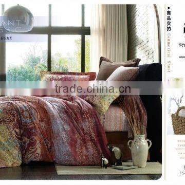 high quality 100% cotton reactive printed brushed fabric 3D bed cover set bed linen wholesale