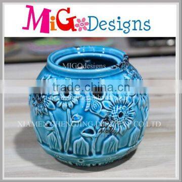 Decorative Candle Holder OEM Blue Ceramic Home Use