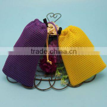 Wholesale Red Leno Raschel Washing Poly Net Drawstring Mesh Soap Bag