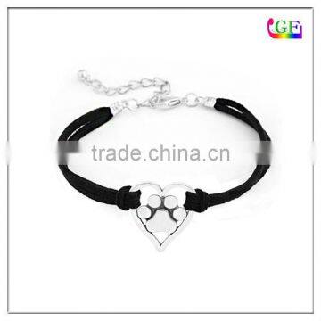 Personalized black Braided Woven Nylon Cord alloy Bracelet