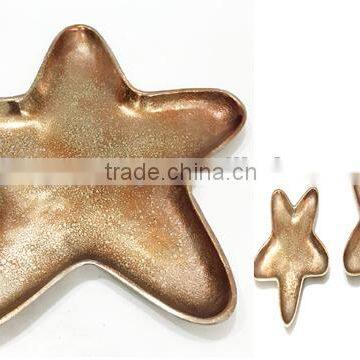 Star shaped Food Tray, Fruit Serving Tray, Aluminium Copper Antique Tray, Toffee