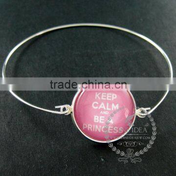 65mm Diameter One End Open Keep Calm Series 1 Candy Color Collage Art Cabochon Silver Wiring Fashion Bangle Bracelet 6420002 photo-6