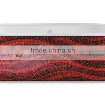 MB PBT-RF-R01 handmade mosaic art bathroom accessory set wholesale oval bathtub red bathtub