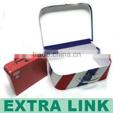 Luxury High Quality Custom Logo Printed Paper Storage Gift Box Suitcase With Metal Handle