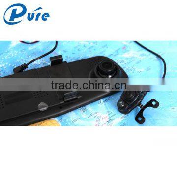 Single lens front rear camera 4.3 inch rearview mirror car dvr vehicle traveling data recorder