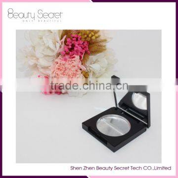 Empty Shiny Black Mineral/Mirrored Makeup Powder Compact w/Pan - 57 mm