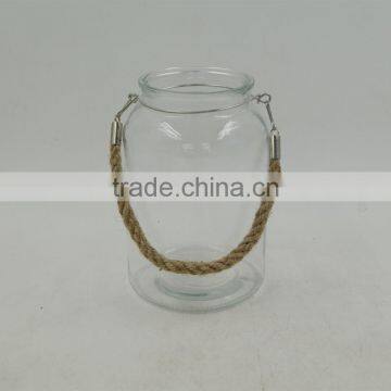 Clear Glass Vase With Rope Handle Two Design