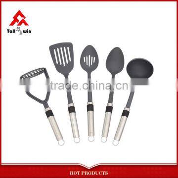 Stainless Steel Handle 5 Piece Nylon Kitchen Utensil Set