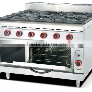 Restaurant Hotel 8 burner gas range with oven,commercial gas range definition(ZQW-889-8)