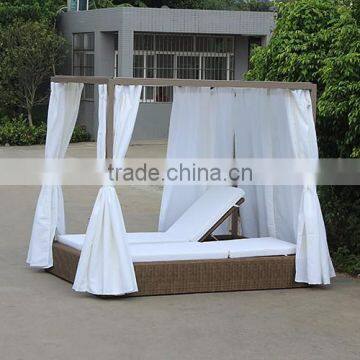 Wicker Furniture Quadrate Double Fabric Sun Loungers photo-4
