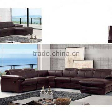 Bisini Corner Sofa Furniture, Dark Color Leather Sofa with Chaise