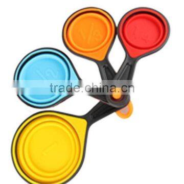 High Quality Colorful Collapsible Silicone Measuring Cups Set With Hanging Loop for Cooking photo-2