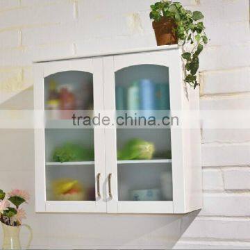 Double Glass Doors Kitchen Wall Cabinet White Storage Cabinet with Glass Doors Knock Down White Cabinet