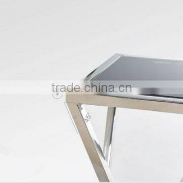 Newest Model Black Glass Console Table Set With Stainless Steel Base For Sale photo-2