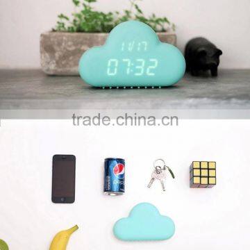 Ultra Mute Voice Control Snooze Bedside Clock Clouds Shape Alarm Clock Led Digital Calendar Display Wall Clock photo-5