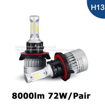 S2 H13 Car LED Headlight Bulbs 72W 8000LM COB LED Car Headlamp Hi-Lo Beam Automobile Light Conversion Kit 6500K 12V