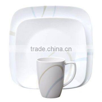 Tableware 16 Pieces Square Ceramic White Dinner Sets photo-3