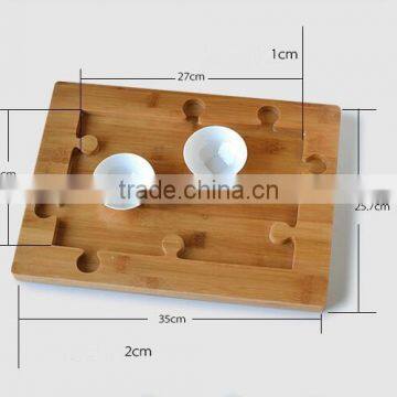 Creative Bamboo Custom Wood Tray Set With Coaster for Coffee photo-5