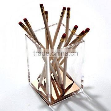Gold Tone Metal Accent Decorated Acrylic Pencil Cup photo-2