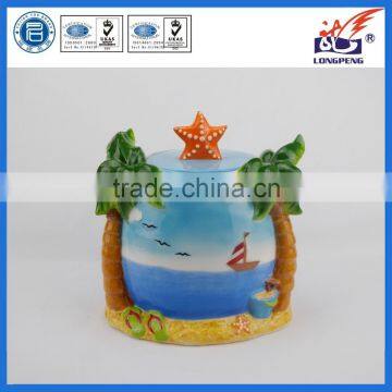 Ceramic Coastal Palm Trees and Beach Cookie Jar With Lids Ceramic Canister