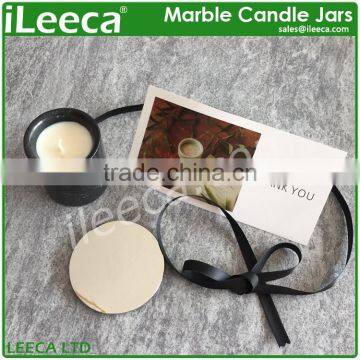 Black marble candle vessels with mini tealight candles