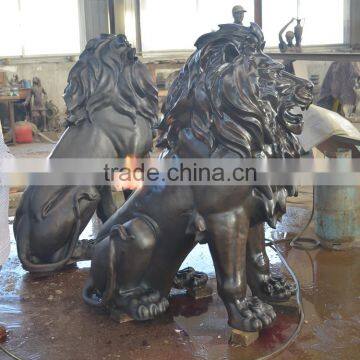 Animal Metal Bronze Lost Casting Wax Sitting Lion Statue for Garden photo-4