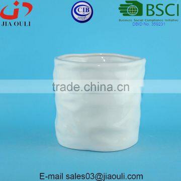 Glazed White Ceramic Succulent Pot, Dolomite Plant Pot photo-3