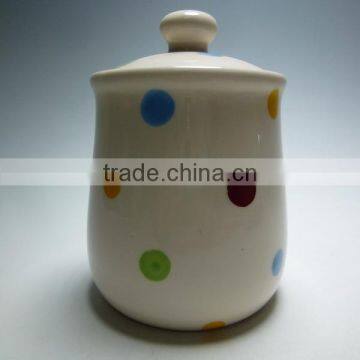 Color Wave Point Ceramic Sealeed Jar/Ceramic Condiment Jar/Chicken Ceramic Storage Jar