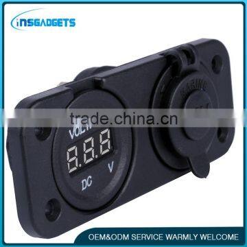 12V Dual Car Socket USB Adapter Charger With Digital Voltmeter photo-2