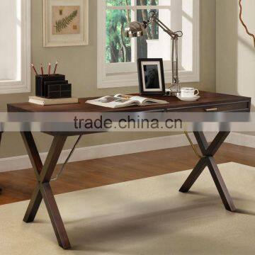 Office desk CROSS LEGS coffee colour mahogany wood furniture