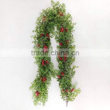 1.6 Meters Artificial Fake Grass Vine Garland with Red Peppers Fruits Vine