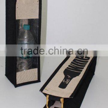 One Bottle Wine Juco Laminated Juco Bag With Window/juco Wine Bag Wholesale photo-3