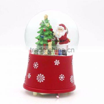 100mm musical Chritsmas snow globle with blowing snow and LED