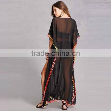 2017 Latest V Neckling Lace Up Short Dolman Sleeves Summer Dress Kaftan HSm9123 photo-2