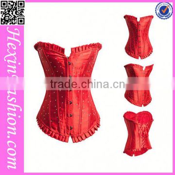 Bright Red Lady Overbust Corset with Sequin