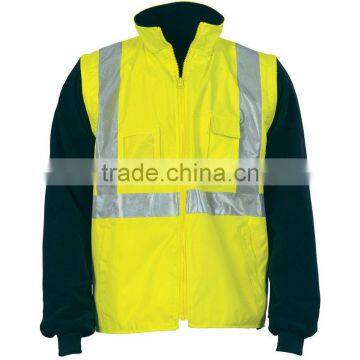 HiVis 4 in 1 Zip off Sleeve Revisable Vest, X Back with additional tape on Tail