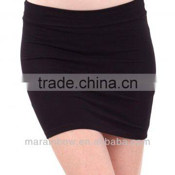 Ladies Basic Solid Color Mini Skirt made by 95 cotton,5 spandex ,wholesale with competitive price
