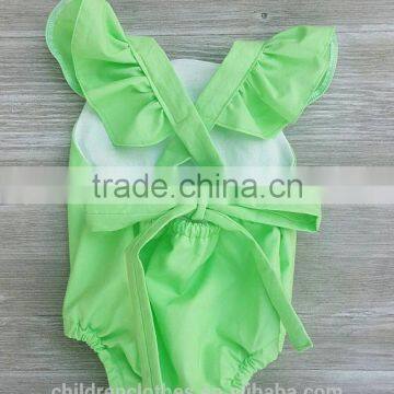 Boutique Summer Newborn Baby Clothes Solid Color Linen Frock Adjustable Wholesale Girl Romper