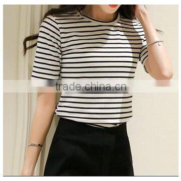 2016 New Fashion All Match Half Sleeve Striped T-shirts for Ladies photo-4