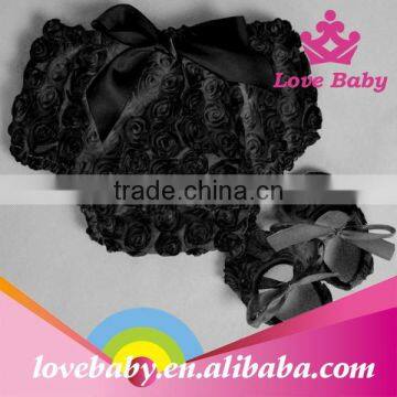 2015 New Arrival Hottest Selling Rosette Baby Infant Cotton Bloomer With Shoes Set photo-4