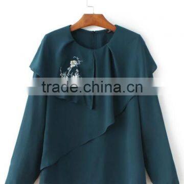 Runwaylover EY2373B Europe Style 2017 Ladies Fashion Falbala Embroidery Blouse photo-5