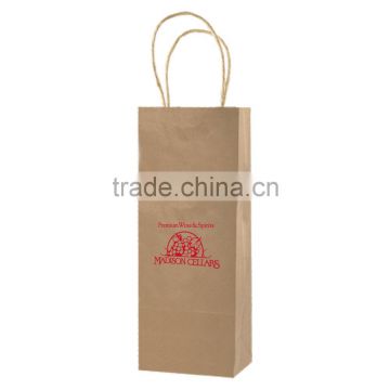 USA Made Natural Kraft Shopping Bag - dimensions are 5.25" x 3.25" x 13" and comes with your logo.