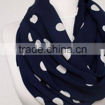 White on Navy Blue Polka Infinity Scarf, Circle Scarf, Loop Scarf, Scarves, Spring - Fall - Winter Fashion photo-5