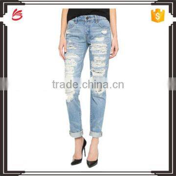 Fashion design jeans pants types denim fabric for ladies jeans pants