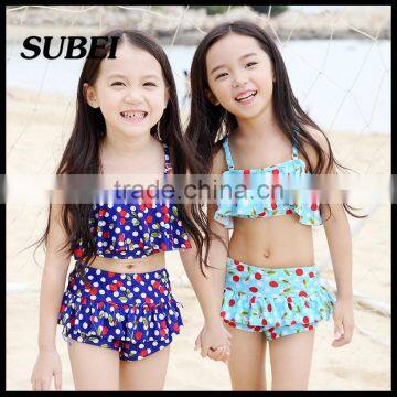 2016 New Children's Girls Swimsuit Split Swimwear Children Cute Cherry Bikini photo-2