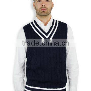 Latest Design V Neck Cable Knitting Sleeveless Man Vest photo-4
